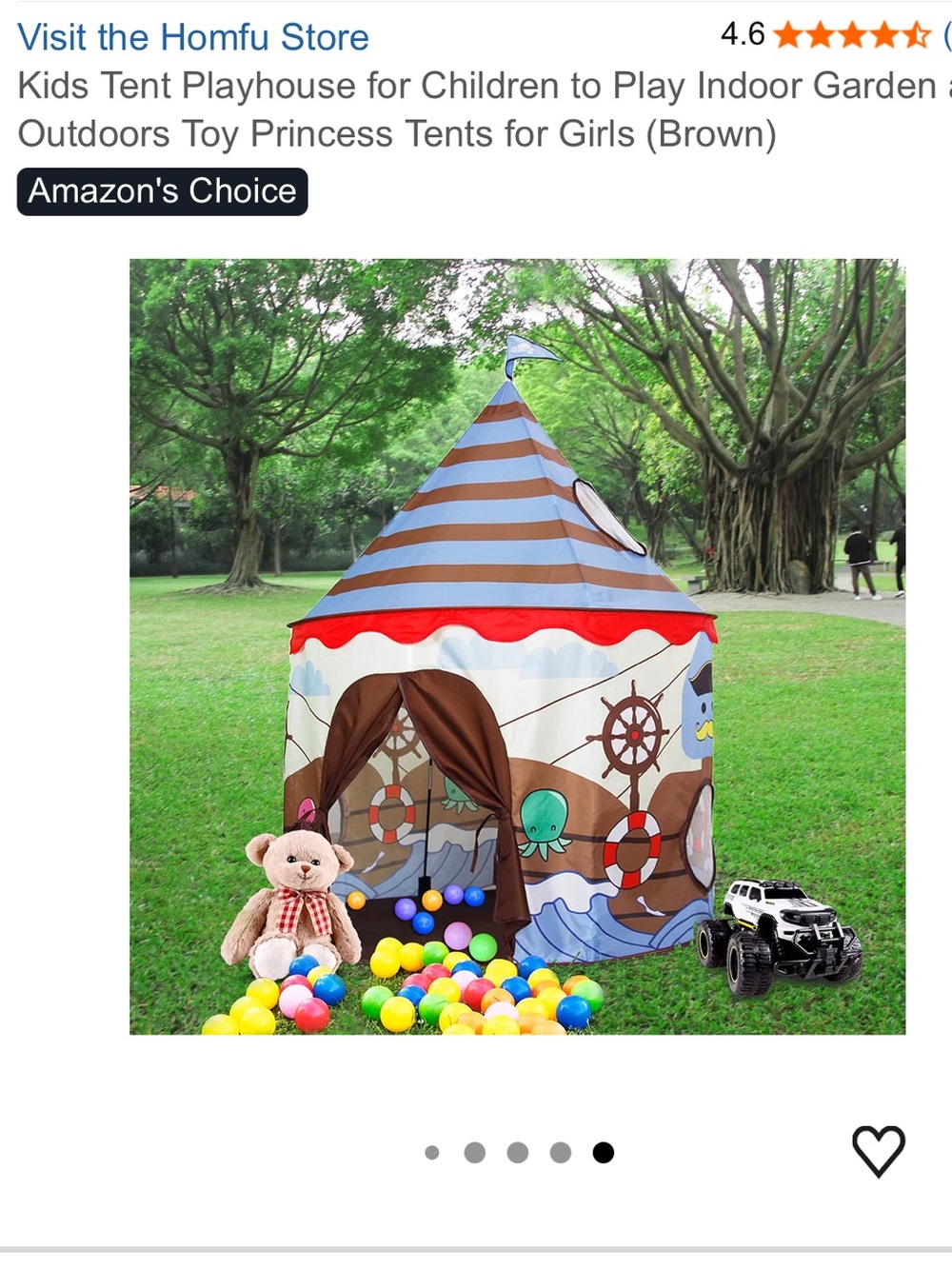 Kids Play Tent Castle - Brown Pirate Playhouse Tent for Imaginative Play. NEW